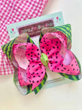 Pink and Green Watermelon Hairbow
