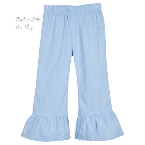 Light Blue Corduroy Ruffle Pants
