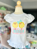Easter Shirt for girls - two chicks in pink and aqua