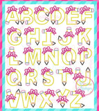 Hot pink School Dress with pencil theme initial