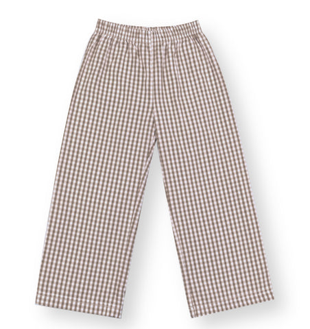 Boys Brown and White Check Pants