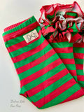 Holly Jolly Ruffle Leggings - red and green striped Icings Ruffle Leggings