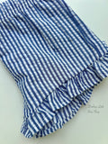 Navy Seersucker Ruffle Shorties
