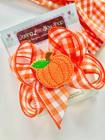 Orange Gingham Pumpkin Hairbow