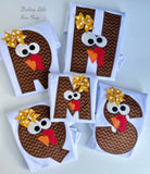 Thanksgiving bodysuit or shirt for girls -- Turkey Face Alphabet