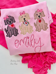 Puppy Love Pink Valentine ruffle shirt
