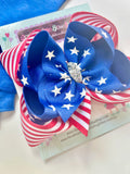 Happy Birthday America, flag hairbow
