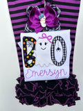 Purple and Black Halloween Ruffle Leggings - Witch Way To The Party