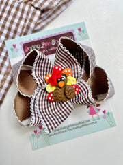 Brown Gingham Turkey hairbow