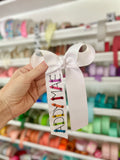 Monogrammed Crayon Name theme hair bow for back to school