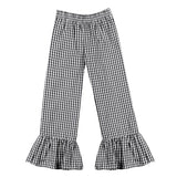 Black and White Check Ruffle Pants