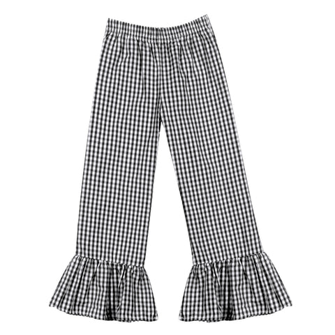 Black and White Check Ruffle Pants