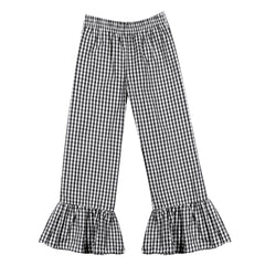 Black and White Check Ruffle Pants
