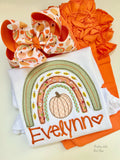Pumpkin Rainbows bodysuit or shirt for girls