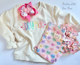 Sweet Talk Ruffle Leggings, Conversation Hearts leggings