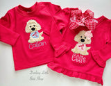 Wuff You Puppy Valentine ruffle shirt - Darling Little Bow Shop