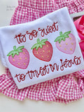 Tis So Sweet to Trust in Jesus strawberry theme top for girls