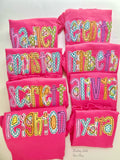 Rainbow Name bright pink ruffle shirt or tank