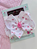Valentine pink Hearts hairbow
