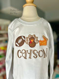 Turkey Day Shirt for Boys,  Turkey, football and pie