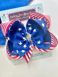 Happy Birthday America, flag hairbow