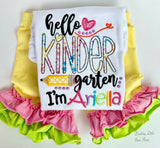 Girls School Shirt - hello Kindergarten shirt