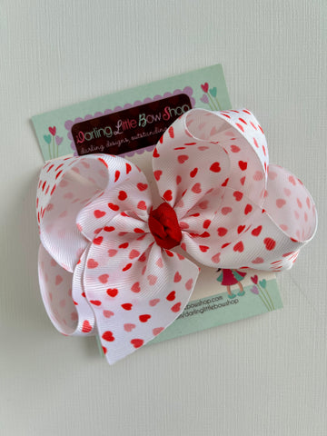 Hearts Confetti Valentine hairbow - Darling Little Bow Shop