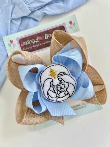 Nativity Hairbow with Mary, Joseph and Jesus