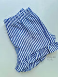 Navy Seersucker Ruffle Shorties