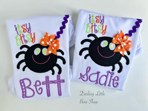Baby Girl Spider Halloween Shirt -- Itsy Bitsy Spider