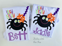 Baby Girl Spider Halloween Shirt -- Itsy Bitsy Spider