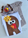 Thanksgiving bodysuit or shirt for girls -- Turkey Face Alphabet