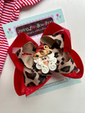 Santa Cheetah print Christmas hairbow