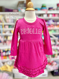 Bright Pink Monogrammed Valentine Dress for girls - Darling Little Bow Shop