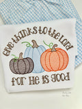 Give thanks to the Lord pumpkin shirt for boys