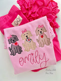 Puppy Love Pink Valentine ruffle shirt