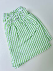 Green Seersucker Shorts for Boys, Shorty Length
