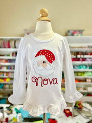 Sweet Santa Claus Bodysuit OR Shirt for Girls -- choose peach or mocha skin tone
