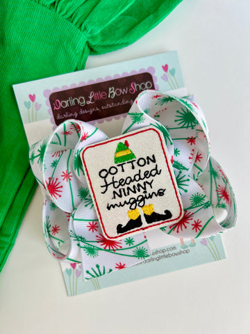 Elf theme hairbow - Cotton headed ninny muggins