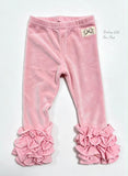 Strawberry Crème Velvet Ruffle Leggings