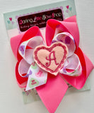 Candy Hearts Initial hairbow - Darling Little Bow Shop