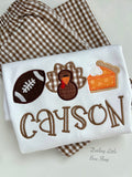 Turkey Day Shirt for Boys,  Turkey, football and pie