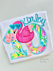 Flamingo Birthday Shirt or bodysuit for girls