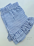 Navy Seersucker Ruffle Shorties