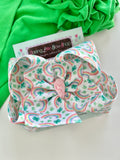 Happy Go Lucky Hairbow with four leaf clovers and rainbows - choose 4-5" or 6" bow