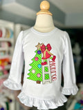 Rockin’ Around the Tree ruffle shirt for girls