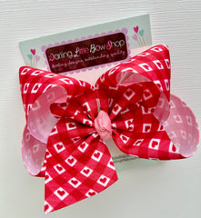 Checker Hearts Valentine hairbow
