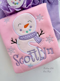 Pink Snowman Initial Sweatshirt