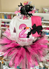 Toucan Birthday Tutu Outfit in pink and black - Made in USA