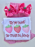 Tis So Sweet to Trust in Jesus strawberry theme top for girls